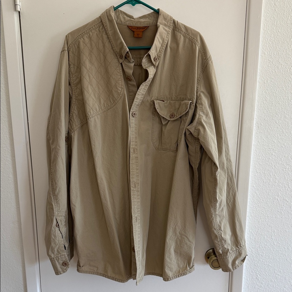 Vintage Eddie Bauer Khaki Casual Shirt Shooting Shirt XXL